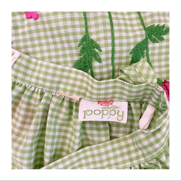 Vintage 60s Gingham Poppies Maxi Skirt - Picture 6 of 6